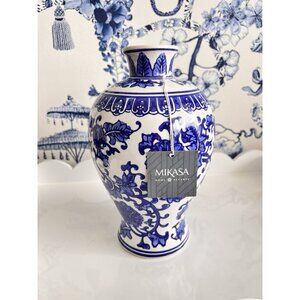 Mikasa Blue and White Floral Porcelain Vase